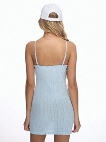 MISSGUIDED Đầm Mini Dệt Kim Có Gân Bodycon Y2K Phong Cách Dây Mảnh Câu Lạc Bộ Tiệc Tùng Mùa Hè Mặc Thể Thao Thời Trang Dạo Phố Thời Trang Thập Niên 90 Thẩm Mỹ - Màu xanh lam - Xem 2