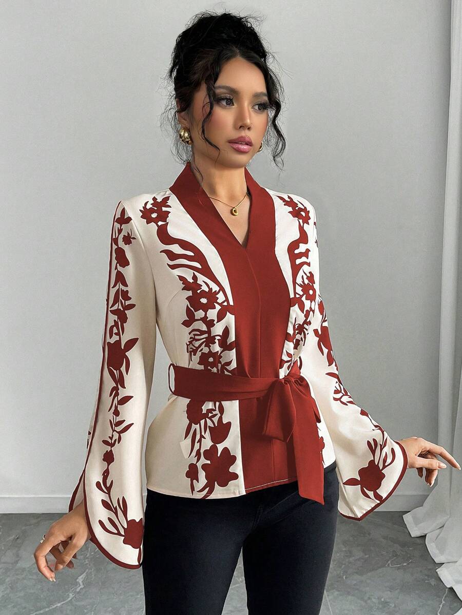 Chiquease Women's Elegant Blouse, Minimalist Fashion For Casual Everyday Wear - Red - View 1