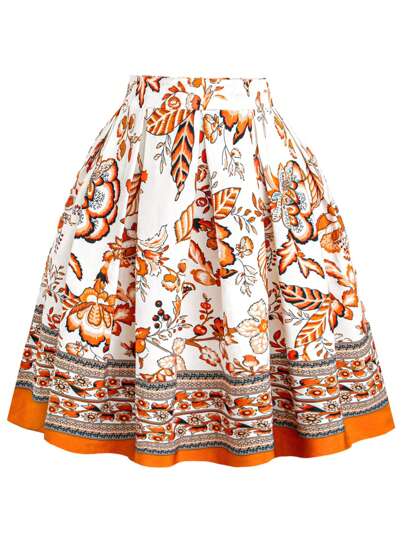 Breezaya Plus Size Women Placement Printed Pleated Skirt