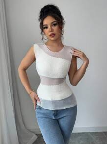 SHEIN Unity Atasan Camisole Rajut Mewah Model Slim Fit Seksi Terbaru untuk Wanita, Musim Gugur/Dingin - Putih - View 5