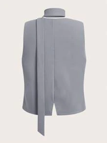 SHEIN EZwear 1pc Women's Elastic Grey Minimalist Casual Blazer Vest, Suitable For Daily Wear