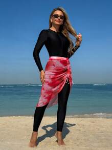 Swim Shayni Traje de baño para mujer de estilo medio oriental para Primavera, conjunto de cubierta con manga larga y pantalón conservador, unicolor negro de natación modesta, burkini árabe - Multicolor - Ver 5
