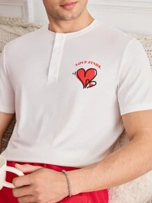 Manfinity VCAY Set de 2 camisetas de punto holgadas con cuello redondo y estampado de letras para hombre, apropiado para uso diario en verano. Regalo de San Valentín.