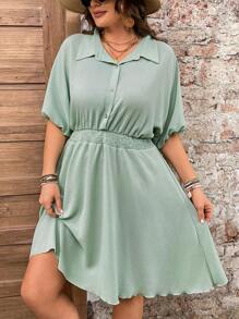 SHEIN LUNE Plus Size Women St. Patrick's Day Rave Outfits Bohemian Spring Break Dress