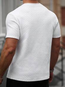 Manfinity Homme Áo thun nam tay ngắn họa tiết trơn màu đơn giản đa năng thường ngày cho nam Áo thun nam Quần áo nam Áo thun nam Phối đồ - trắng - Xem 2