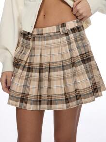 MISSGUIDED 学院风百褶迷你裙校服风格经典网球溜冰裙高腰秋冬格子常规版型格子图案