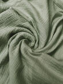 SHEIN LUNE Rüschen-Stehkragen Burgunderfarbenes Hemd in Große Größen, Lässig, Neujahr