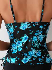 Swim Lushoire Women's Springbreak Bikini Set, Fashionable Detachable Strap Padded Tankini Two Pieces Swimsuit, Casual & Elegant For Holiday Swimming - Black - View 5