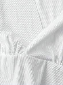 Flirla 大码 1 件女式休闲运动舒适罗纹 V 领简约白色吊带背心 - 白色 - 查看 4