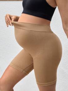 SHEIN Shorts casuales de maternidad, de unicolor, minimalistas y de moda para uso diario