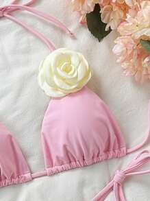 Swim Chiccia Summer Casual Separate Swimwear, Simple & Fashionable For Daily Wear - Baby Pink - View 3
