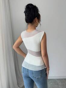 SHEIN Unity Atasan Camisole Rajut Mewah Model Slim Fit Seksi Terbaru untuk Wanita, Musim Gugur/Dingin - Putih - View 2