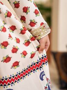 Young Girl Paisley Print Square Neck Long Sleeve Dress - Multicolor - View 7