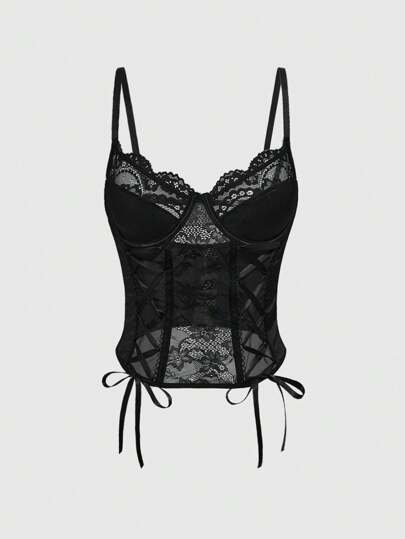 Goth Valentine's Day Vintage Gothic Lace Patchwork Women's Camisole