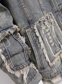 Manfinity LEGND Áo khoác denim thường ngày cho nam, tối giản và thời trang để mặc hàng ngày - Màu xanh lam - Xem 6