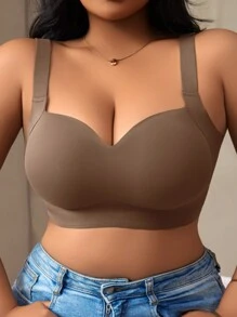 SHAPORA 1pc Women's Seamless Underwire Bra With Molded Cups Lift Cleavage Comfort Adjustable Straps - Brown - View 6
