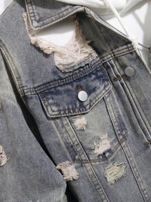 Manfinity LEGND Áo khoác denim thường ngày cho nam, tối giản và thời trang để mặc hàng ngày - Màu xanh lam - Xem 5