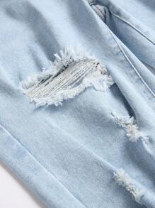 Manfinity LEGND Men's Pockets & Ripped Skinny Casual Versatile Jeans - Light Wash - View 4