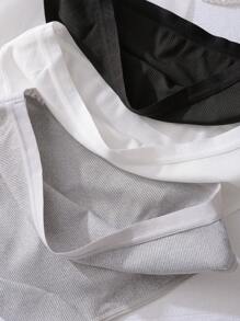 3pcs Casual Ribbed Letter Youth Girls Brief & Panties Underwear Set