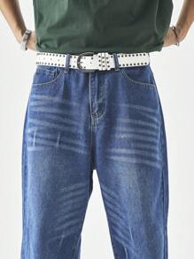 Chillumni Men's Casual Simple Style Denim Jeans, Everyday Wear - Medium Wash - View 6