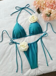 SHEIN Swim Conjunto de bikini de dos piezas para uso casual y diario