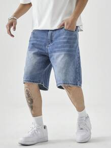 Manfinity Hypemode Pantalones cortos vaqueros sueltos y lavados de hombre