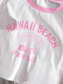 SHEIN Unity Áo thun in họa tiết phong cách hải quân giản dị đa năng - trắng - Xem 3