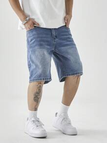 Manfinity Hypemode Pantalones cortos vaqueros sueltos y lavados de hombre