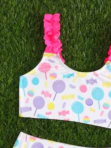 Baby Girl Lollipop Print Random Separate Swimsuit