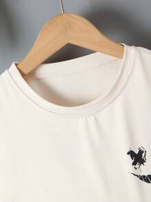 SHEIN Tween Boy Casual Simple Round Neck Short Sleeve T-Shirt, School, Campus, College - Multicolor - View 4