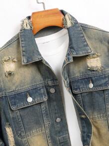 Manfinity Homme 男式休闲洗水做旧牛仔夹克