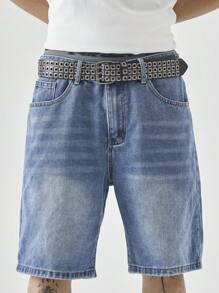 Manfinity Hypemode Pantalones cortos vaqueros sueltos y lavados de hombre