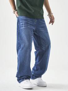 Chillumni Men's Casual Simple Style Denim Jeans, Everyday Wear - Medium Wash - View 8