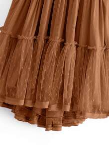 Aveloria Rosie Đầm hở lưng xếp nếp tự buộc lưới Dobby trang phục đi nghỉ cho phụ nữ phong cách thanh lịch thời trang cảm hứng lãng mạn cho mùa hè - Cà phê nâu - Xem 5