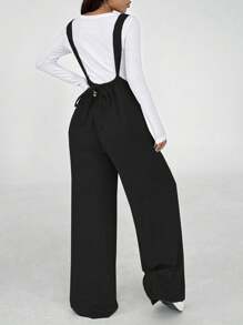 Flirla Minimalist Solid Color Loose Wide Leg Jumpsuit, Versatile