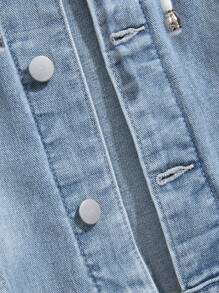 Manfinity Hypemode Chaqueta vaquera casual con capucha y botón único para hombre, de color contrastante
