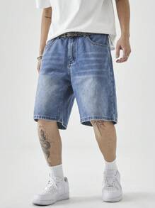 Manfinity Hypemode Pantalones cortos vaqueros sueltos y lavados de hombre