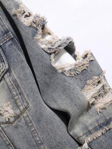 Manfinity LEGND Áo khoác denim thường ngày cho nam, tối giản và thời trang để mặc hàng ngày - Màu xanh lam - Xem 7