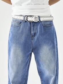 Manfinity Hypemode Men's Loose Fit Pockets Wide Leg Casual Denim Jeans - Medium Wash - View 3