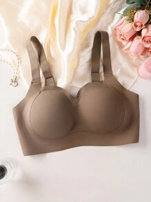 SHAPORA 1pc Women's Seamless Underwire Bra With Molded Cups Lift Cleavage Comfort Adjustable Straps - Brown - View 7