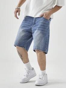 Manfinity Hypemode Pantalones cortos vaqueros sueltos y lavados de hombre