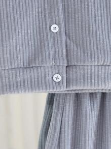 SHEIN Baby Girls' 2 Pieces Outfit,Blue Solid Color Lapel Shacket And Skirt Set,Autumn Cute Modest Back-To-School Elegant Clothes For Casual And Parties - Grey - View 7