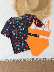 Tween Girls' Minimalist Casual Everyday Swimwear Set - Yellow - View 2