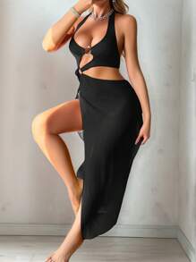 Seduluxe 2pcs Valentine's Day Wireless Sexy Women Nightgown Set - Black - View 4