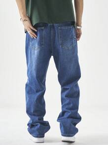 Chillumni Men's Casual Simple Style Denim Jeans, Everyday Wear - Medium Wash - View 2