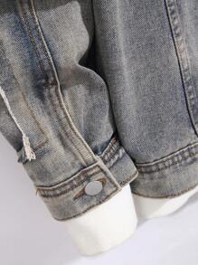 Manfinity LEGND Áo khoác denim thường ngày cho nam, tối giản và thời trang để mặc hàng ngày - Màu xanh lam - Xem 3