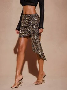 Hauture Leopard Print Mini Skirt With Sash Detail - Multicolor - View 1