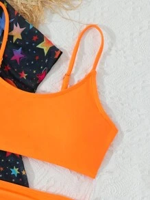 Tween Girls' Minimalist Casual Everyday Swimwear Set - Yellow - View 4