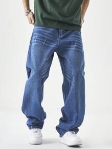 Chillumni Men's Casual Simple Style Denim Jeans, Everyday Wear - Medium Wash - View 4