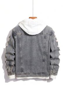 Manfinity LEGND Áo khoác denim thường ngày cho nam, tối giản và thời trang để mặc hàng ngày - Màu xanh lam - Xem 2